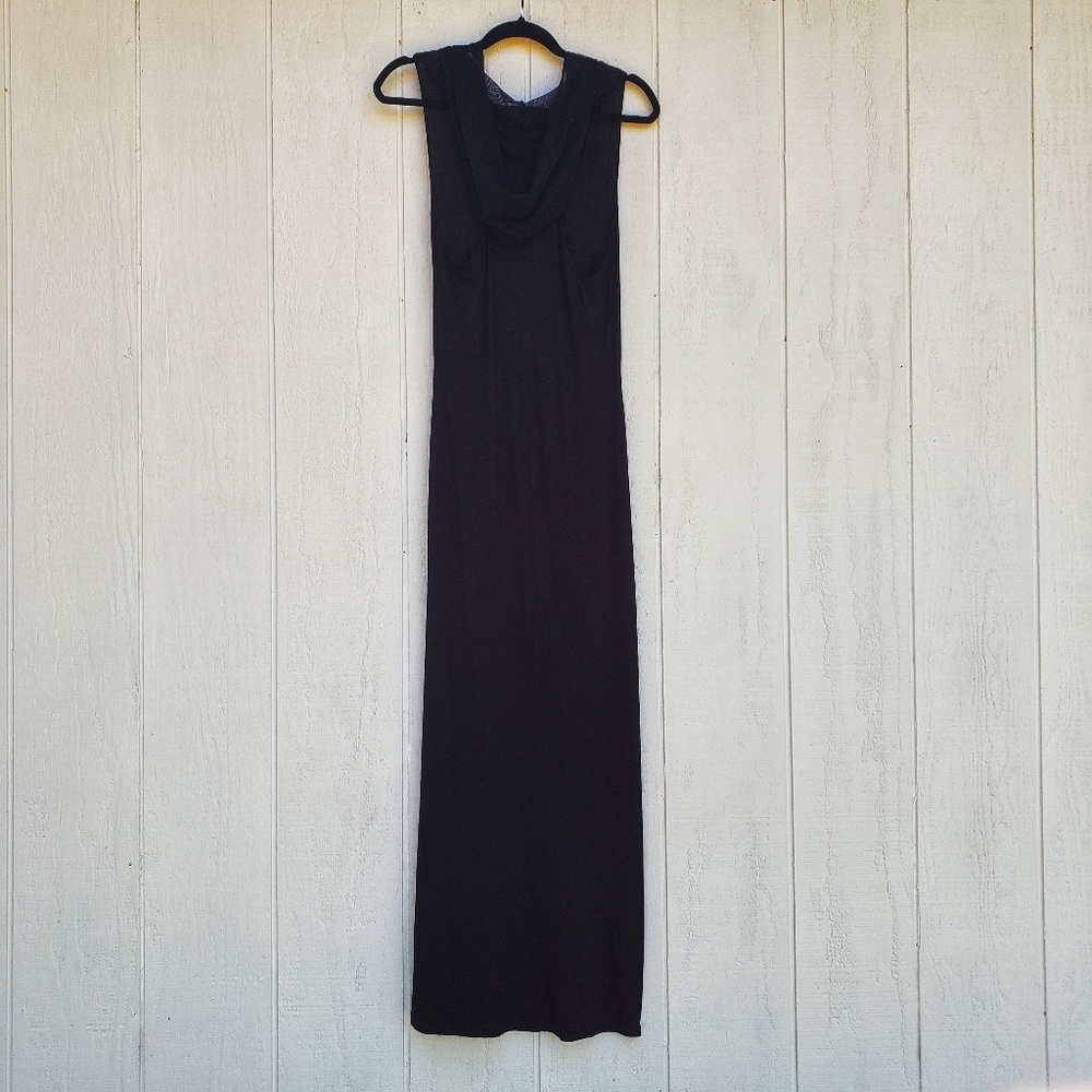 Black Maxi Dress with Sheer Hood NWOT